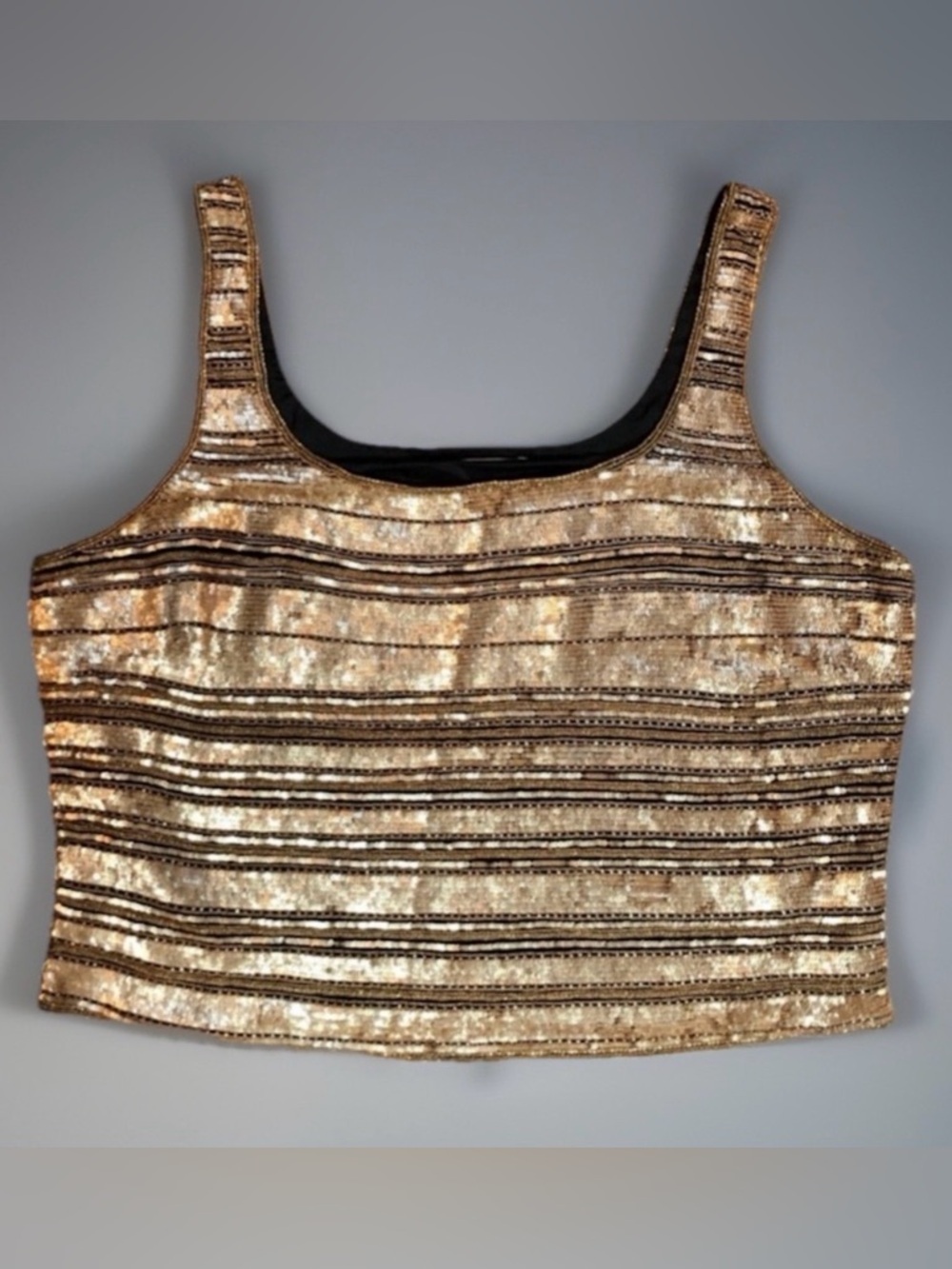 VINTAGE SEQUINED BEADED GOLD Shirt Tank Top